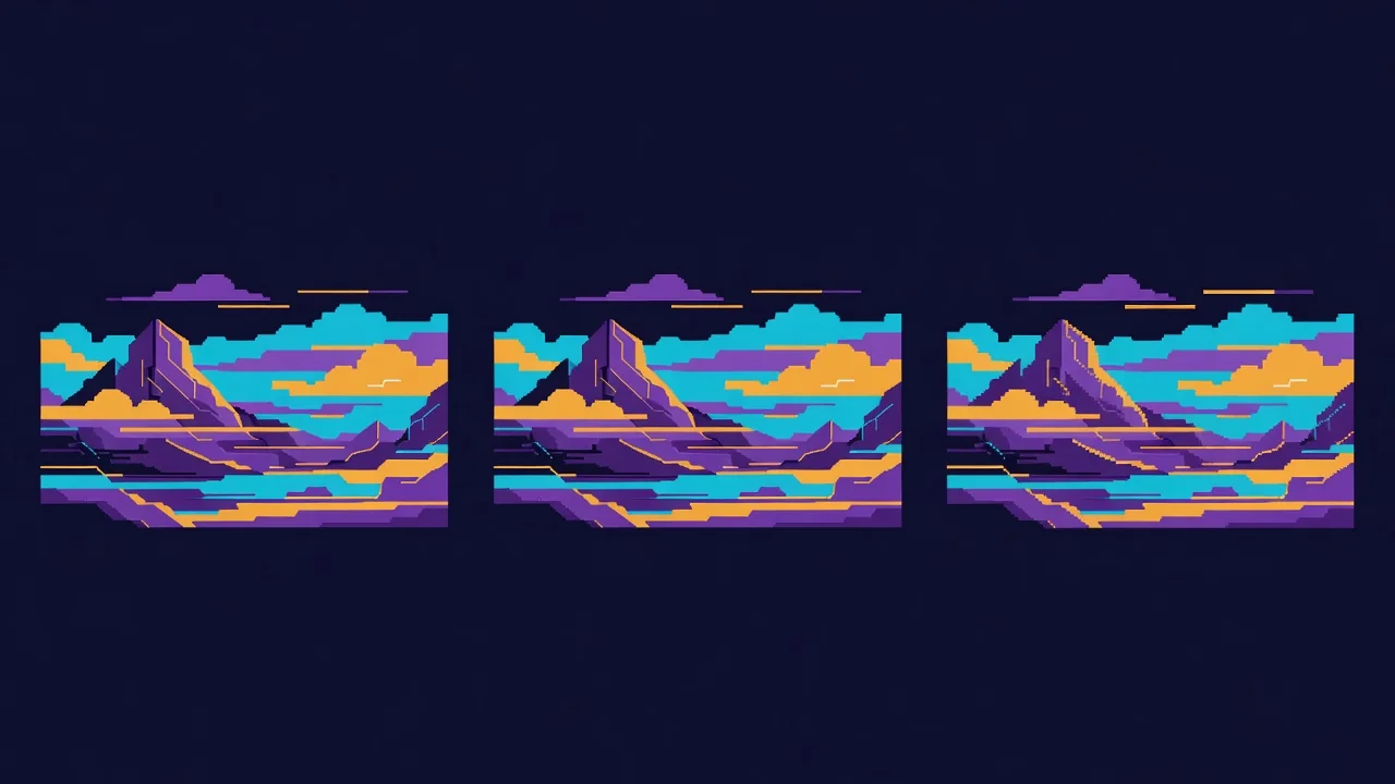 Comparison scene of the same short animation rendered in three file formats